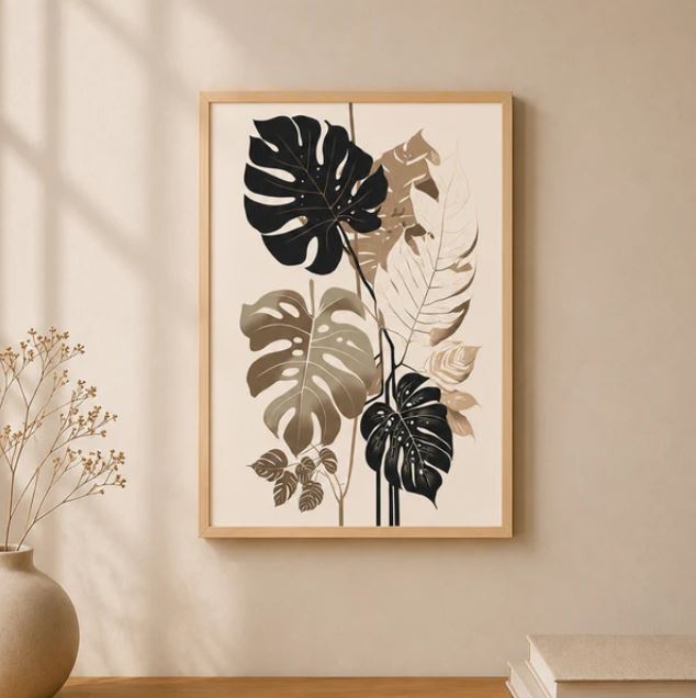 Minimalist Monstera Yaprak Poster – Modern Botanik Duvar Tablosu
