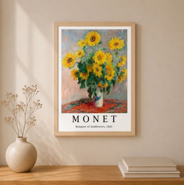 Monet Ayçiçeği Çerçeveli Sanat Posteri | Bouquet of Sunflowers Tablo