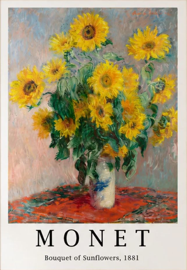 Monet Ayçiçeği Çerçeveli Sanat